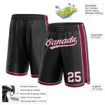 Custom Team Name Number Basketball Shorts - Personalized Black White and Maroon Authentic Style Personalized Black White-Maroon