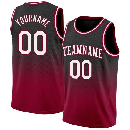 Custom Basketball Jersey - Personalized Black White Maroon Fade with Name and Number Personalized Black White-Maroon Authentic
