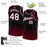 Custom Name & Number Basketball Jersey - Authentic City Edition, Black White-Maroon Fade, Fashion Style Personalized Black