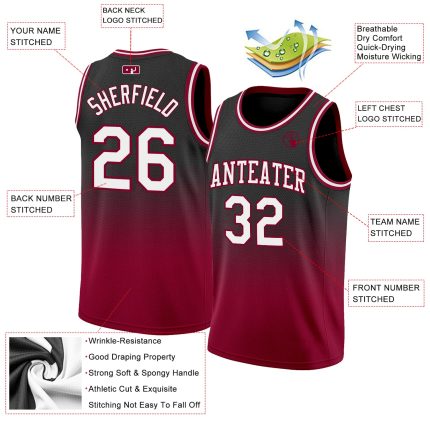 Personalized Black White Maroon Fade Basketball Jersey for Men and Women Personalized Black White-Maroon Fade Fashion Basketball