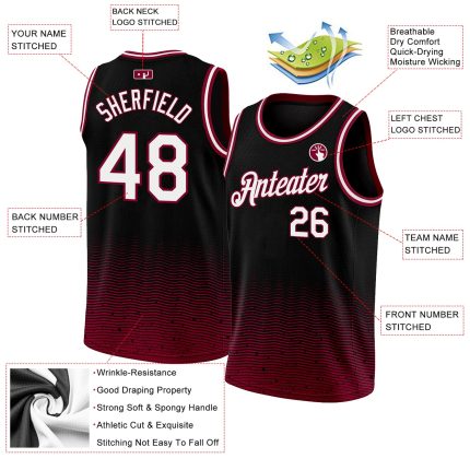 Personalized Basketball Jersey City Edition Black White Maroon Fade Design Personalized Black White-Maroon Fade Fashion City