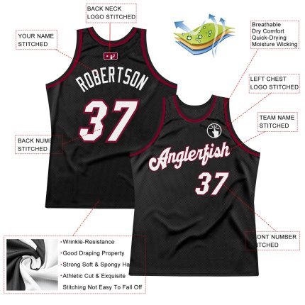Personalized Black Maroon Throwback Basketball Jersey for Men and Women Personalized Black White-Maroon Throwback Basketball