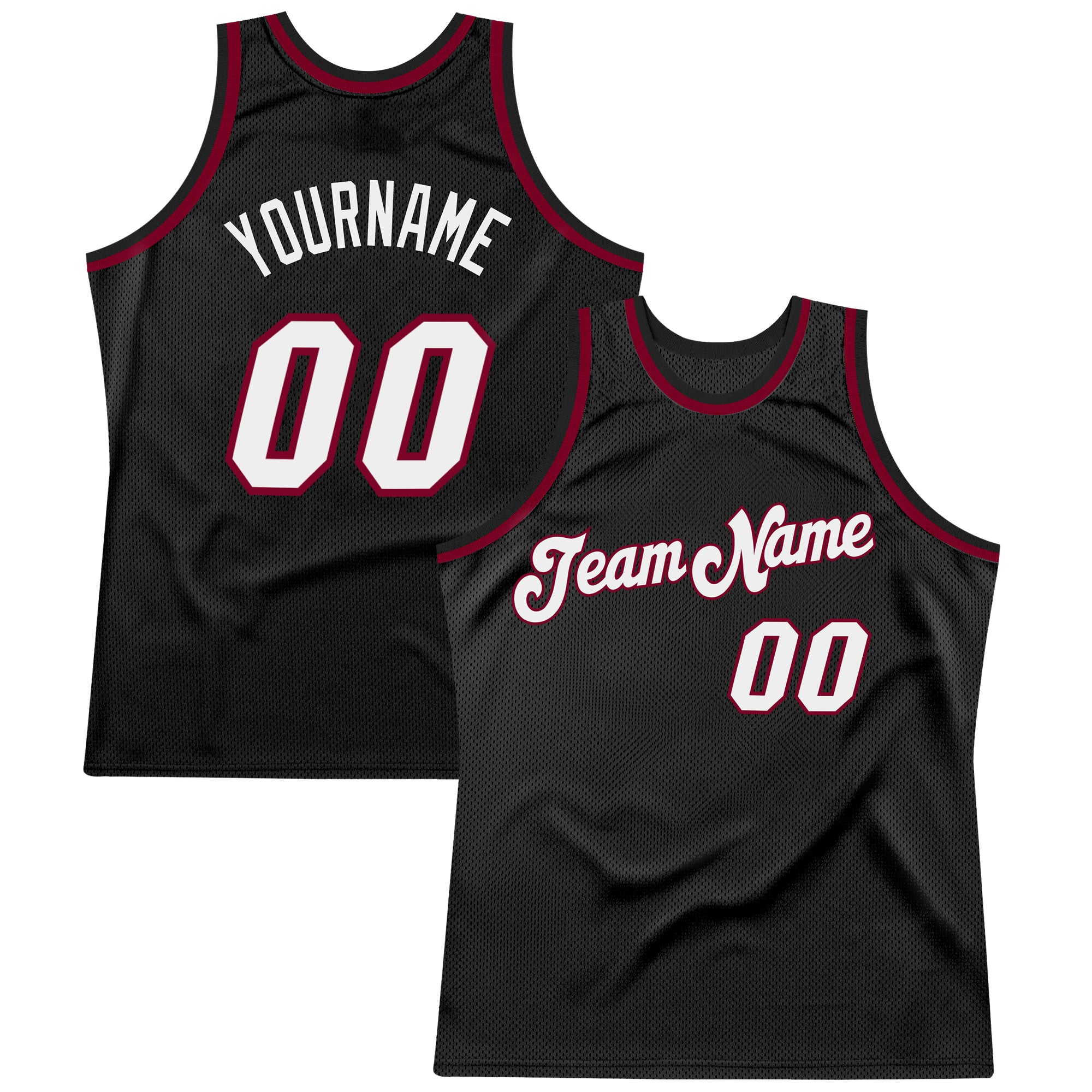 Personalized Black Maroon Throwback Basketball Jersey for Men and Women Personalized Black White-Maroon Throwback Basketball