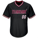 Personalized Black White Maroon Rib-Knit Baseball Jersey Shirt for Men Personalized Black White-Maroon Throwback Rib-Knit