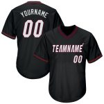 Personalized Black Maroon Throwback Rib-Knit Baseball Jersey Shirt Personalized Black White-Maroon Throwback Rib-Knit Baseball