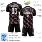 Custom Name and Number Soccer Jersey - Personalized Abstract Wave Design in Black, White, and Medium Pink Personalized Black