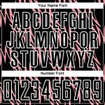 Custom Name and Number Soccer Jersey - Personalized Abstract Wave Design in Black, White, and Medium Pink Personalized Black