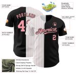 Customized Black and White Medium Pink Pinstripe Baseball Jersey with Team Name and Number Personalized Black White-Medium