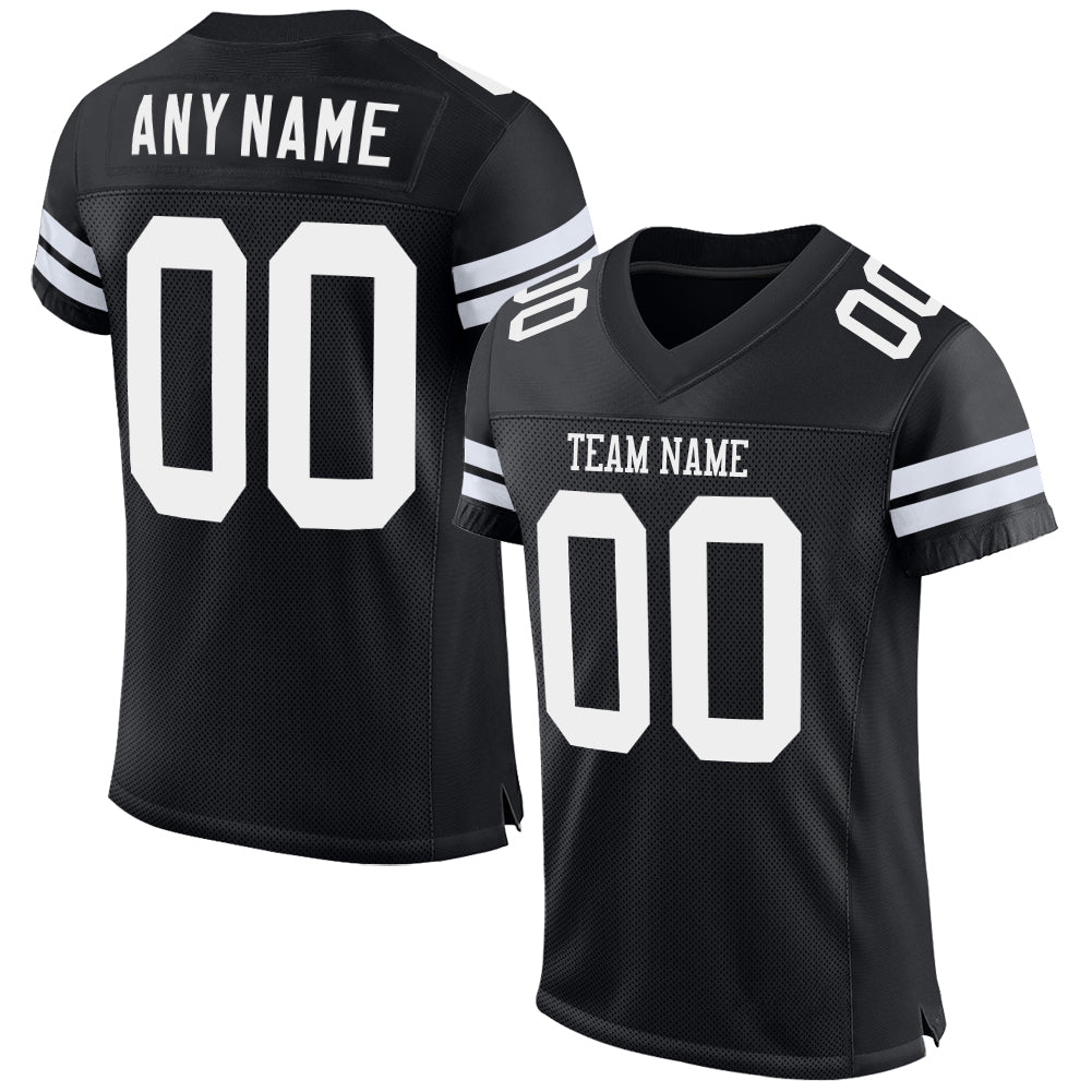 Customizable Black and White Football Jersey with Personalized Name and Number - Authentic Team Apparel Personalized Black