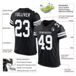 Customizable Black and White Football Jersey with Personalized Name and Number - Authentic Team Apparel Personalized Black
