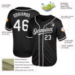 Personalized Authentic Black White Throwback Baseball Jersey - Custom Design Personalized Black White Mesh Authentic Throwback