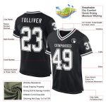 Personalized Authentic Throwback Football Jersey in Black and White Mesh Personalized Black White Mesh Authentic Throwback
