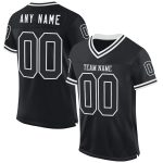 Custom Name Number Personalized Football Jersey Black White Mesh Authentic Throwback Personalized Black White Mesh Authentic