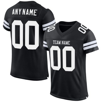 Custom Black and White Mesh Football Jersey - Personalized Athletic Wear Personalized Black White Mesh Football Jersey