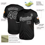 Customizable Black and White Throwback Baseball Jersey - Personalized Classic Sports Apparel Personalized Black White Mesh
