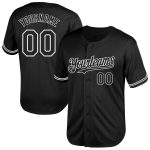 Customizable Black and White Throwback Baseball Jersey - Personalized Classic Sports Apparel Personalized Black White Mesh