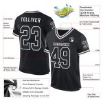 Custom Black and White Throwback Football Jersey - Personalized Sports Apparel Personalized Black White Mesh Throwback Football