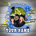 Personalized 3D Graduation T-Shirt for Men, Black White-Navy Performance Tee Personalized Black White-Navy 3D Graduation