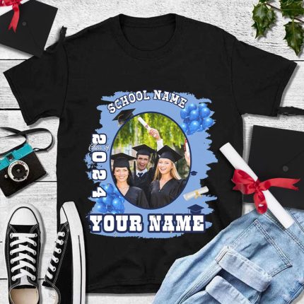 Personalized 3D Graduation T-Shirt for Men, Black White-Navy Performance Tee Personalized Black White-Navy 3D Graduation