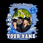 Custom Graduation Performance T-Shirt with Name and Number - 3D Black White Navy Design Personalized Black White-Navy 3D
