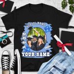 Custom Graduation Performance T-Shirt with Name and Number - 3D Black White Navy Design Personalized Black White-Navy 3D