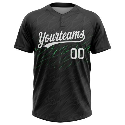 Customizable 3D Pattern Softball Jersey for Teams - Personalized Black White Neon Green Two-Button Unisex with Name & Number