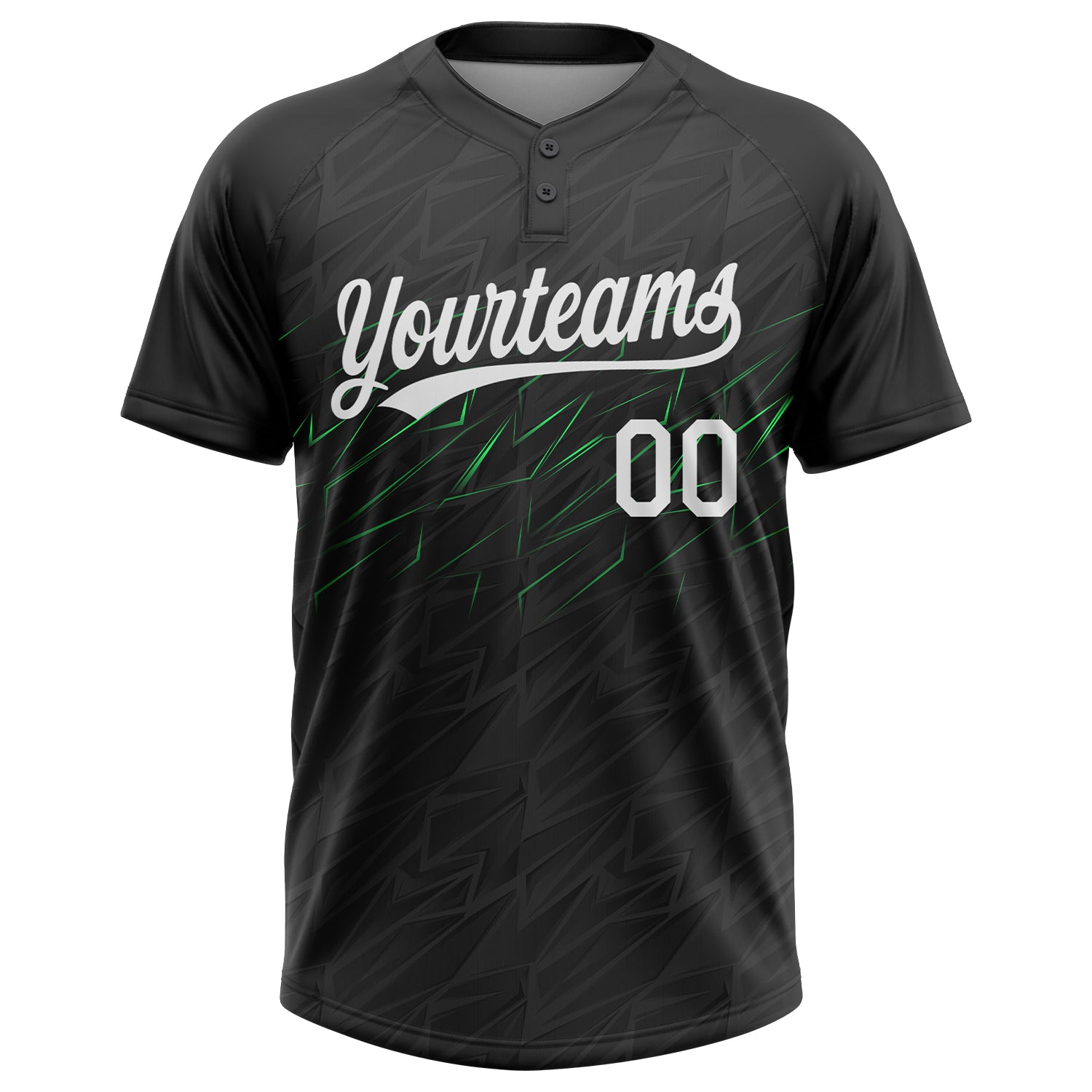 Personalized 3D Neon Green Black White Unisex Softball Jersey - Two-Button Design Personalized Black White-Neon Green 3D - Image 2
