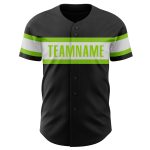 Custom Team Baseball Jersey with Personalized Name and Number in Black White and Neon Green Personalized Black White-Neon