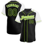 Custom Name Number Black White Neon Green Baseball Jersey Authentic Raglan Sleeves Personalized Team Apparel Personalized
