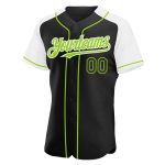 Custom Name Number Black White Neon Green Baseball Jersey Authentic Raglan Sleeves Personalized Team Apparel Personalized