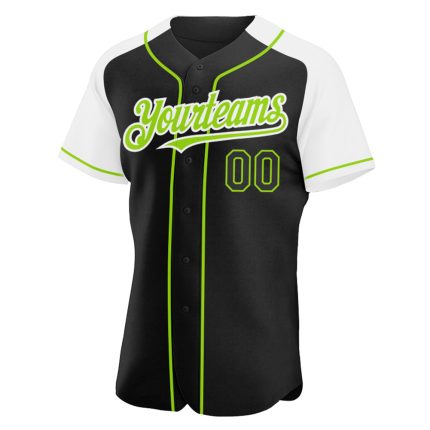 Custom Name Number Black White Neon Green Baseball Jersey Authentic Raglan Sleeves Personalized Team Apparel Personalized