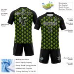 Personalized Neon Green Geometric Shape Volleyball Uniform Jersey Black White Sublimation Personalized Black White-Neon Green