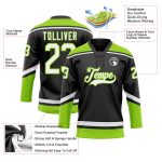 Personalized Neon Green Hockey Lace Neck Jersey - Black and White Design Personalized Black White-Neon Green Hockey Lace