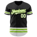 Personalized Black White Neon Green Line Baseball Jersey for Men and Women Personalized Black White-Neon Green Line Baseball