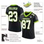 Personalized Neon Green Mesh Football Jersey | Black White Team Colors Personalized Black White-Neon Green Mesh Football