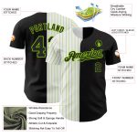 Personalized Neon Green Pinstripe Baseball Jersey - Black and White Split Design Personalized Black White-Neon Green Pinstripe