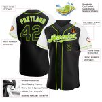 Personalized Neon Green Black White Raglan Baseball Jersey for Men and Women Personalized Black White-Neon Green Raglan Sleeves