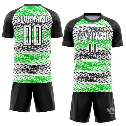 Personalized Sublimation Soccer Jersey in Black, White, and Neon Green - Custom Uniform 4 Personalized Black White-Neon Green