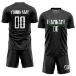 Custom Sublimation Soccer Jersey with Personalized Name and Number - Black White Neon Green Team Uniform Personalized Black