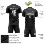 Custom Sublimation Soccer Jersey with Personalized Name and Number - Black White Neon Green Team Uniform Personalized Black
