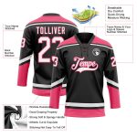 Custom Name Number Hockey Jersey Black White Neon Pink Lace Neck Personalized Team Apparel Personalized Black White-Neon