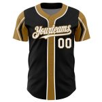Custom Black White Gold Baseball Jersey with Arm Shapes - Personalized Team Name & Number Personalized Black White-Old Gold