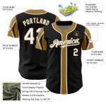 Custom Black White Gold Baseball Jersey with Arm Shapes - Personalized Team Name & Number Personalized Black White-Old Gold
