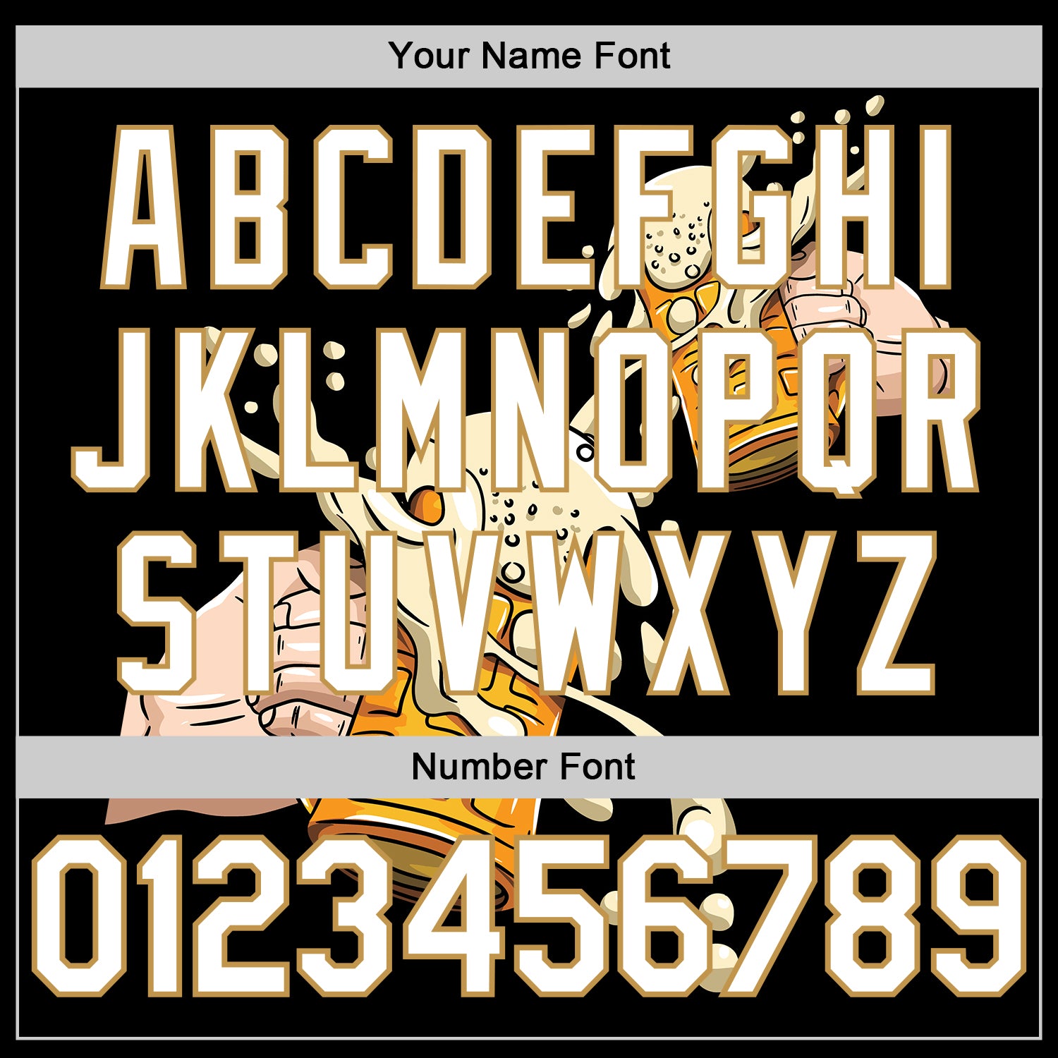 Personalized 3D Baseball Jersey for Beer Festival in Black White and Old Gold Personalized Black White-Old Gold 3D Beer Festival - Image 5