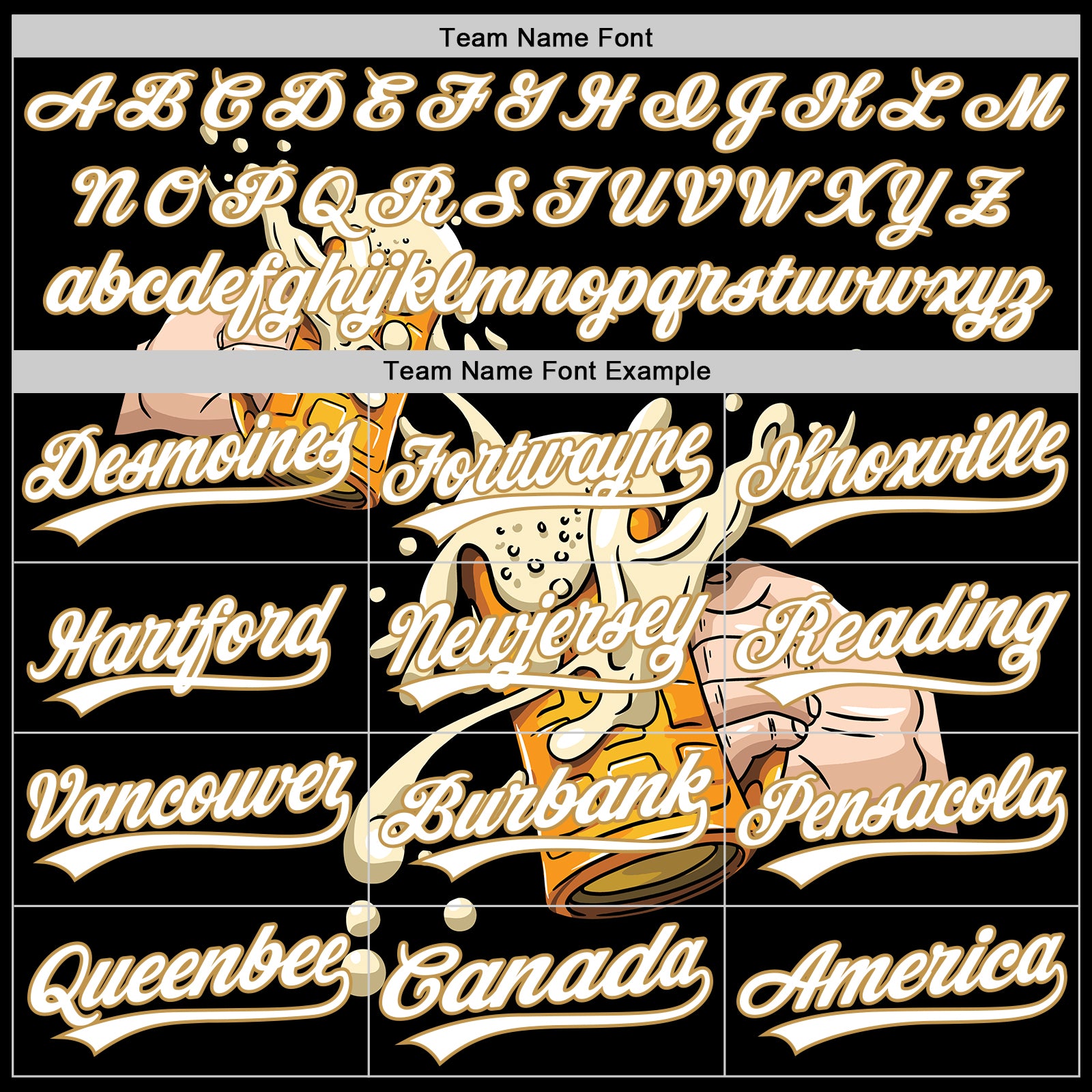 Personalized 3D Baseball Jersey for Beer Festival in Black White and Old Gold Personalized Black White-Old Gold 3D Beer Festival - Image 4