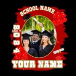 Personalized 3D Graduation T-Shirt in Black, White, and Old Gold - Custom Performance Tee Personalized Black White-Old Gold