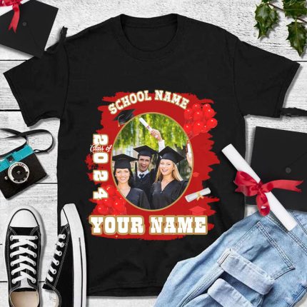 Personalized 3D Graduation T-Shirt in Black, White, and Old Gold - Custom Performance Tee Personalized Black White-Old Gold