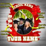 Personalized 3D Graduation T-Shirt in Black, White, and Old Gold - Custom Performance Tee Personalized Black White-Old Gold