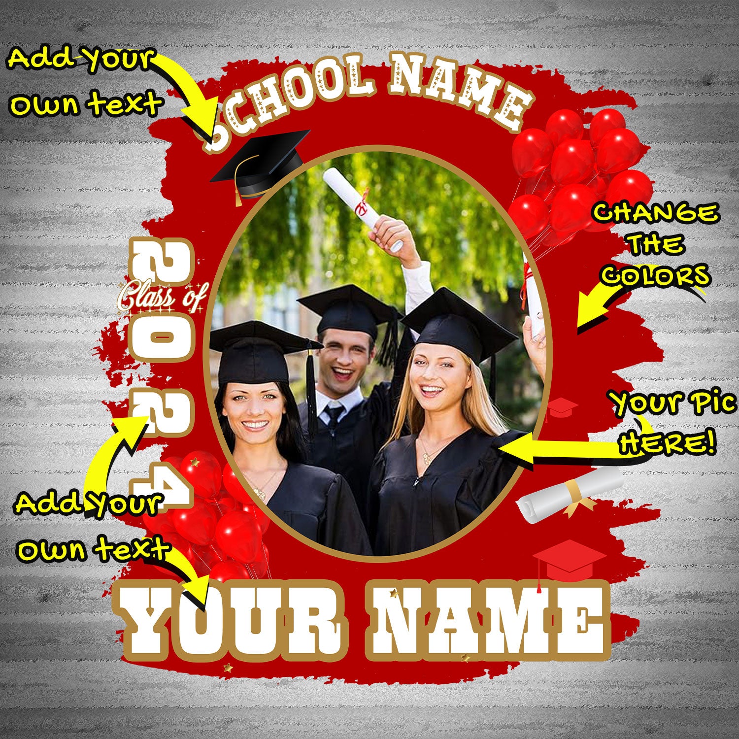 Personalized 3D Graduation T-Shirt in Black, White, and Old Gold - Custom Performance Tee Personalized Black White-Old Gold - Image 3