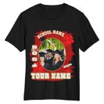 Custom Name and Number 3D Graduation T-Shirt - Personalized Black and White-Old Gold Design Personalized Black White-Old